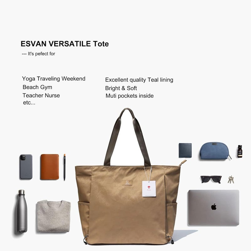 ESVAN Yoga Mat Bag Yoga Tote Carrier Shoulder Bag Carryall Tote for Office,Yoga,Pilates,Travel,Beach and Gym - Image 3